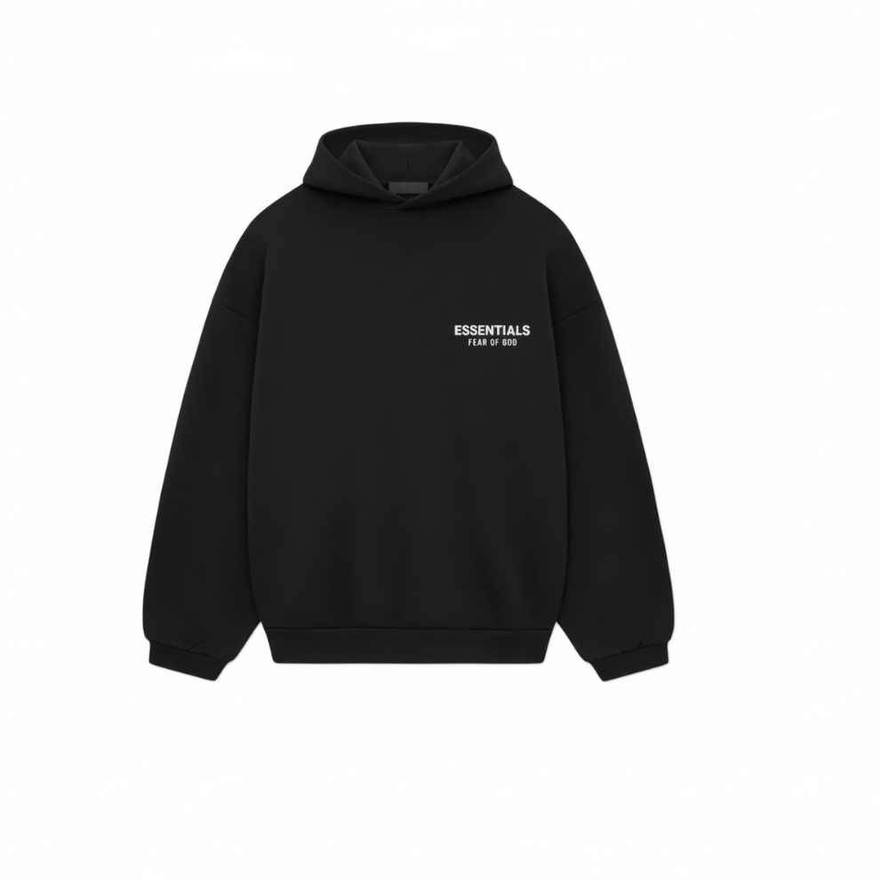 Fear of God Essentials FW24 Black White Hoodie