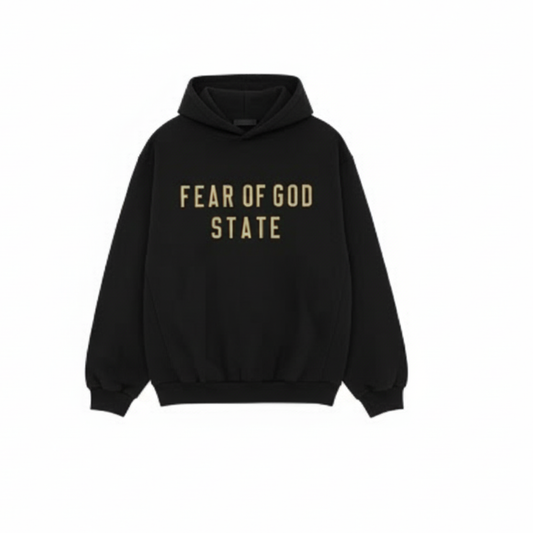 Fear of God Essentials FW24 Black Yellow State Hoodie 