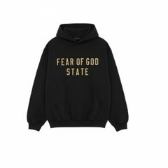 Fear of God Essentials FW24 Black Yellow State Hoodie