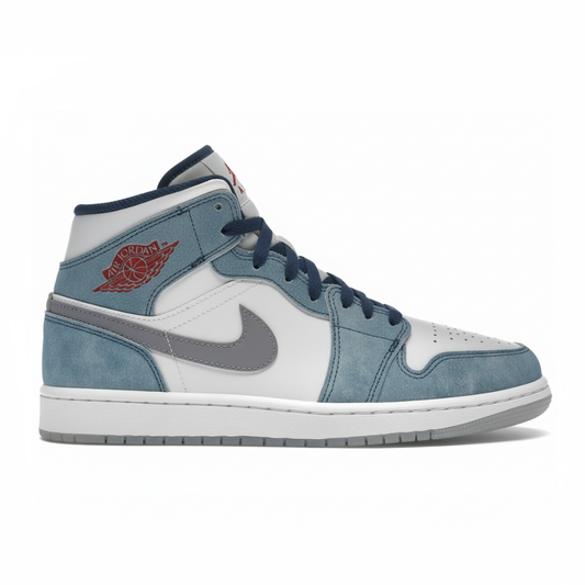 Jordan 1 Mid French Blue Fire Red